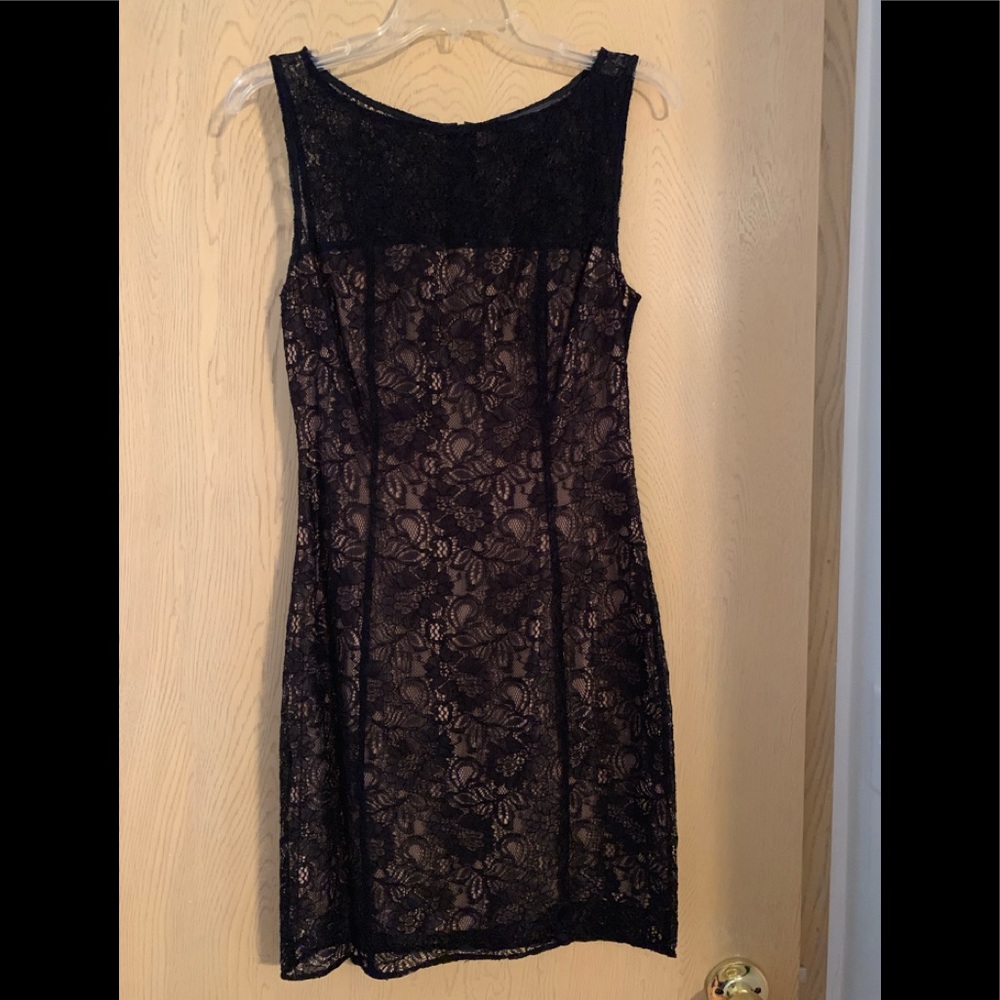 A/X Armani exchange black lace shift dress sz 6